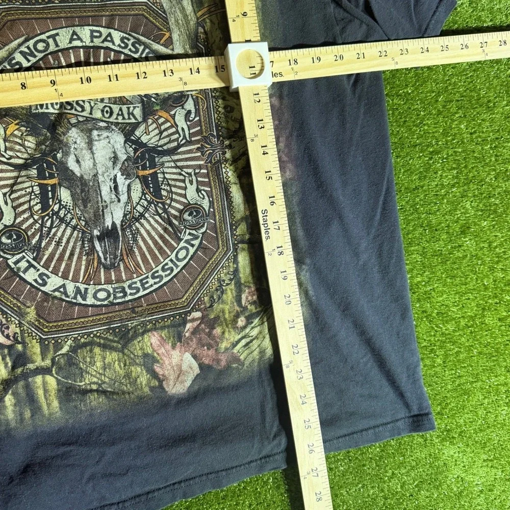 Mossy Oak Hunting T-Shirt Mens XL Black Deer Skull Graphic Camo Obsession Tee